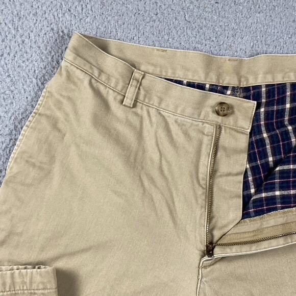 L.L. Bean Natural Fit Flannel Lined Pants Men's 34x29 Beige Outdoors Cotton - Picture 4 of 10